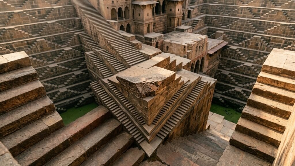 Como Chand Baori combina água, profundidade e resfriamento