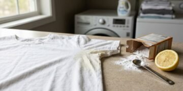 A mancha de desodorante na roupa pode acumular suor, resíduos do antitranspirante e sais minerais até deixar o tecido amarelado e endurecido