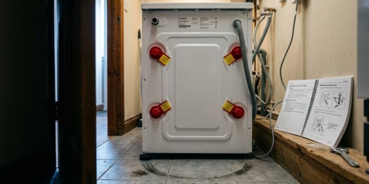 Por que a máquina de lavar nova vibra com parafusos de transporte