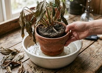 Rega por imersão em vaso com substrato ressecado