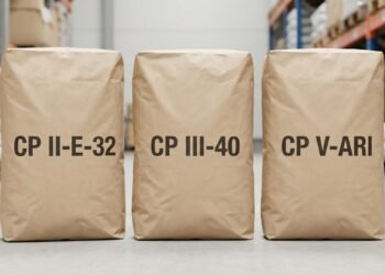 As letras CP identificam o produto como cimento Portland e são seguidas por outras informações