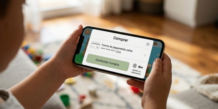 Ter o cartão salvo no aplicativo pode facilitar compras sem que a criança perceba o gasto real