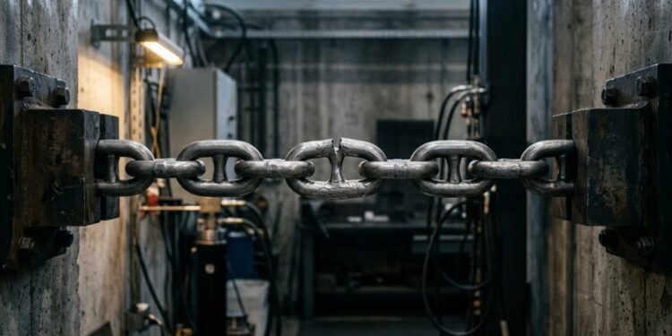 A metáfora mostra como uma única parte vulnerável pode comprometer todo o conjunto