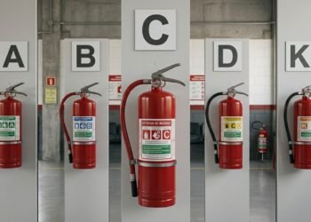 Cada letra está associada a uma classe de incêndio e ao material envolvido na combustão