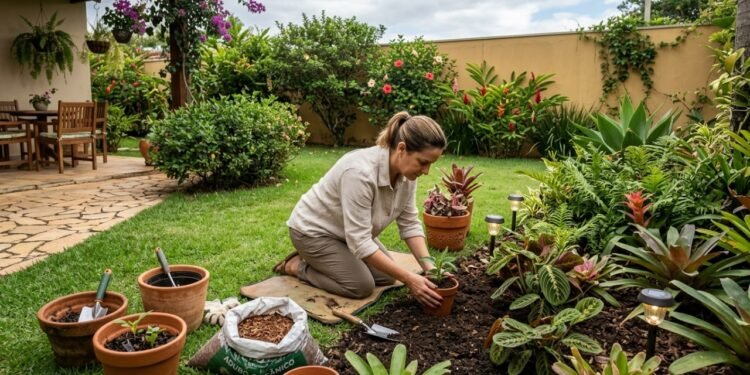 Algumas etapas do jardim parecem simples até a obra começar de verdade