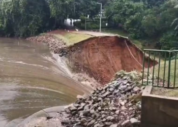 rompimento da barragem de contenção de água no Parque Lagoa do Nado - Imagem - Reprodução Instagram