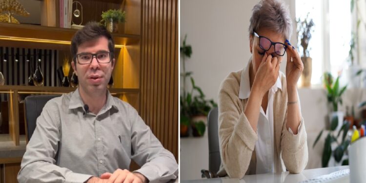 dr kores e pessoa com dor nos olhos - Foto: TikTok/divulgação (@dr.ricardokores)
