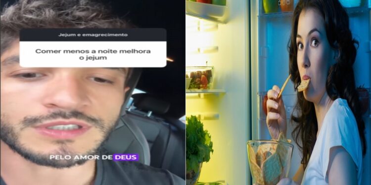 Reprodução (Instagram: dr.monteze) - Mulher comendo em frente geladeira (Créditos: depositphotos.com / choreograph)