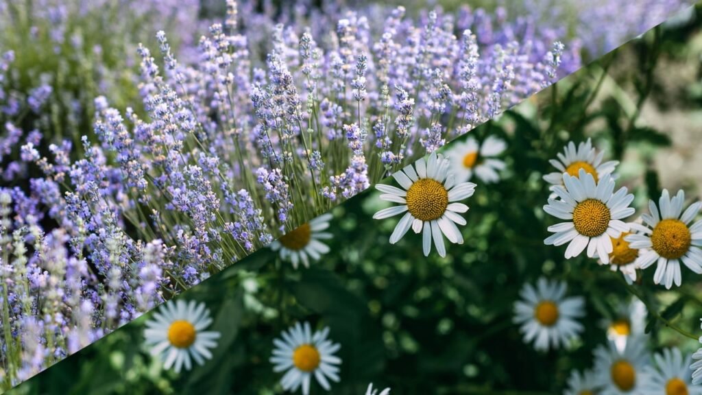 Cultive camomila e lavanda