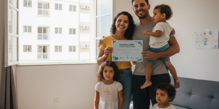 Imagem de uma família tendo acesso ao programa aluguel social - gerada por IA