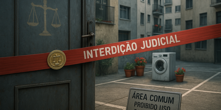 Dois vizinhos abriram uma porta para o pátio do prédio sem permissão e colocaram sua máquina de lavar roupa e vasos de plantas: a justiça interveio