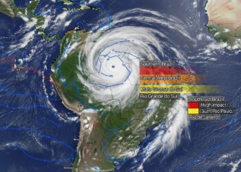 Alerta de ciclone no Brasil com rajadas intensas e chuva em várias regiões