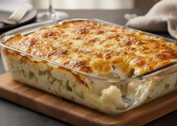 Couve-flor gratinada ao molho branco que derrete na boca