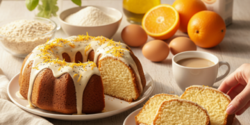 Bolo de aveia e laranja rico em fibras e proteínas e muito fácil de fazer