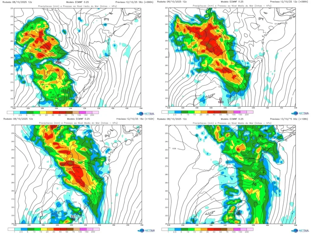 projeção de chuva e pressão atmosférica do modelo do Centro Meteorológico Europeu (ECMWF) para a madrugada, manhã, tarde e noite do domingo

O conteúdo de metsul.com está protegido por direitos autorais. É expressamente proibida a reprodução do conteúdo sem autorização prévia ou licenciamento. É autorizada a citação em parte das informações com obrigatoriedade de hyperlink para o original. https://metsul.com/2025-10-09-ciclone-chuva-vento-temporais/#goog_rewarded .