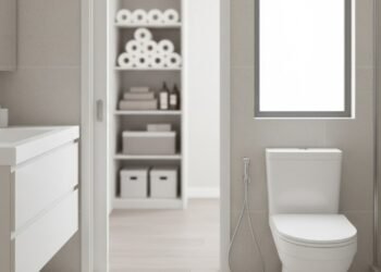 Você não deve guardar o papel higiênico no banheiro