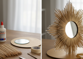 Pegue os palitos de churrasco e transforme-os em uma linda peça decorativa com este projeto