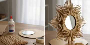 Pegue os palitos de churrasco e transforme-os em uma linda peça decorativa com este projeto