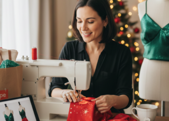 Com um truque de costura caseiro: aprenda a costurar uma linda blusa para usar no Natal