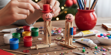 Usando um prendedor de roupa de madeira, crie um lindo quebra-nozes para decorar sua árvore de Natal