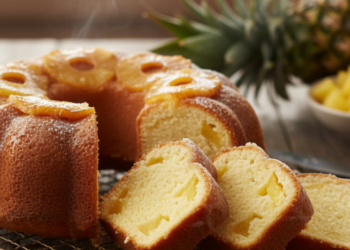 Abacaxi maduro transforma receita simples em bolo úmido e aromático para o lanche