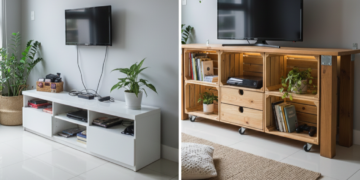Aprenda a fazer um rack de TV com caixotes de madeira sem ter que gastar muito dinheiro