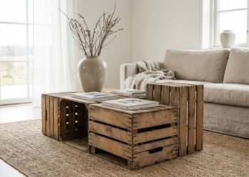 Aprenda a montar uma mesa de centro com caixotes sem precisar de marcenaria