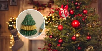 Com apenas forminhas de cupcake e fita, você pode fazer lindos enfeites de árvore de Natal