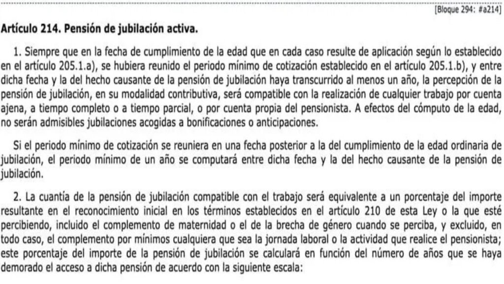 Artigo 214 da Lei Geral da Segurança Social | BOE