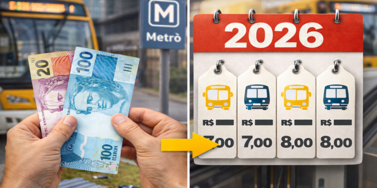 As tarifas do transporte público sobem em 2026