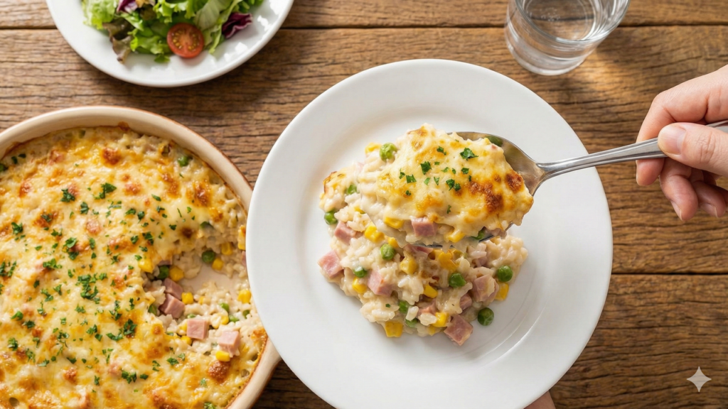 Arroz de forno cremoso que resolve almoço e jantar sem esforço