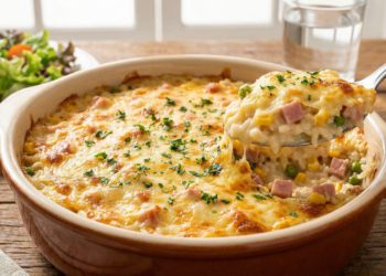 Arroz de forno cremoso que resolve almoço e jantar sem esforço