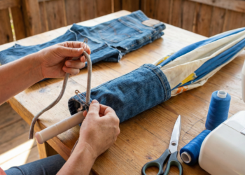Veja como transformar jeans velho em capa de guarda-chuva