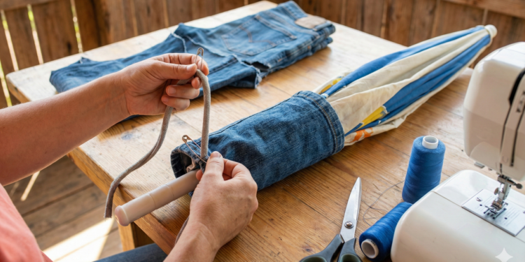 Veja como transformar jeans velho em capa de guarda-chuva