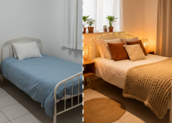 Decoração econômica deixa quarto confortável e moderno