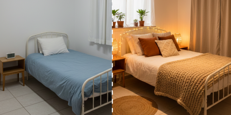 Decoração econômica deixa quarto confortável e moderno