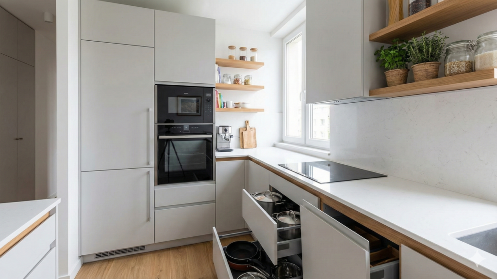 Cozinha pequena pode ser funcional e moderna