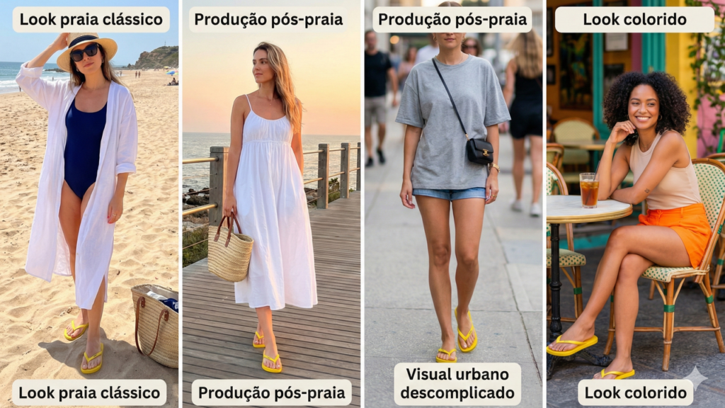 Chinelo amarelo virou destaque nos looks de verão