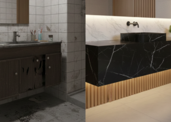 Bancada suspensa de pedra natural limpeza fácil