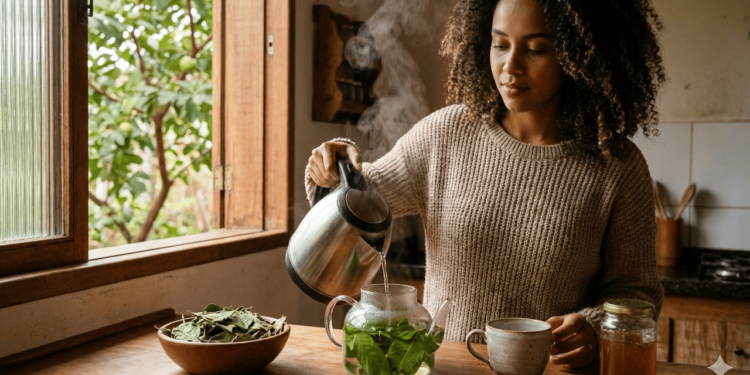 O chá de folhas de goiabeira é uma infusão feita com as folhas da goiabeira