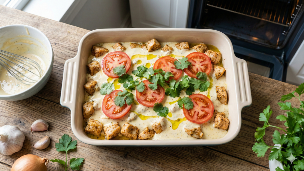Frango cremoso assado é receita fácil