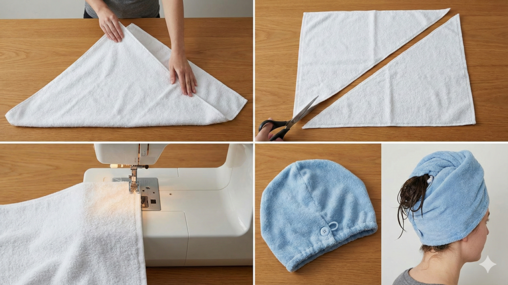 Touca de toalha virou o jeito mais prático de secar o cabelo