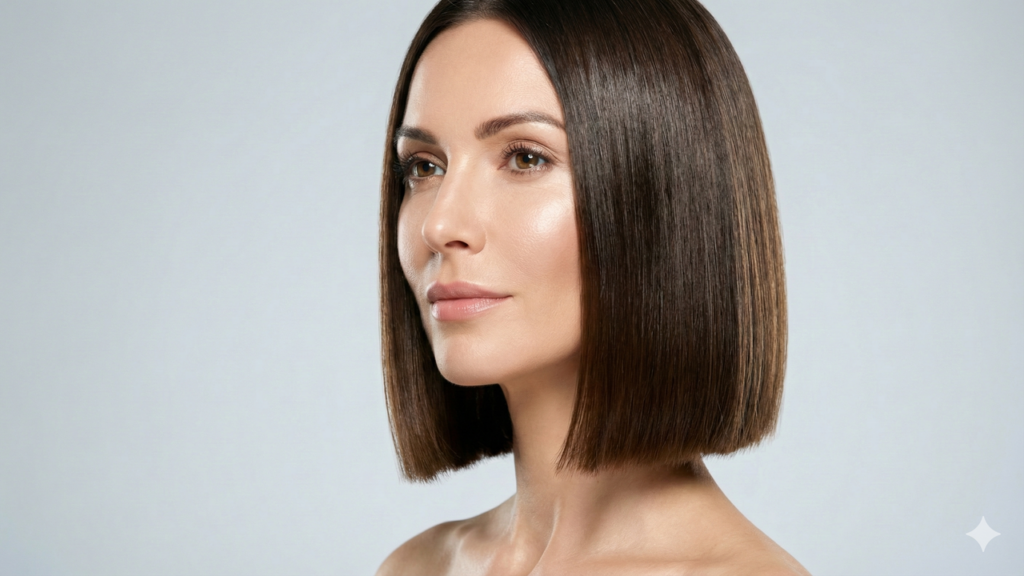 O "Blunt Bob" Moderno ideal para mostrar como o corte afina o rosto