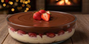 O bombom de morango na travessa simples, fácil de preparar com apenas 5 ingredientes