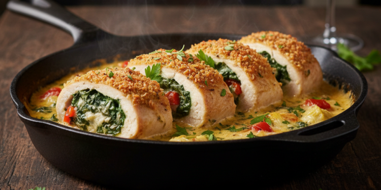 Peito de frango recheado no forno