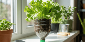 Passo a passo para ter folhas de alface frescas usando apenas garrafas PET