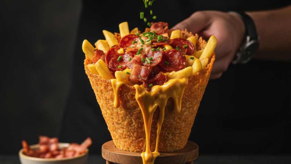 Um cone surpreendente que transforma qualquer lanche simples