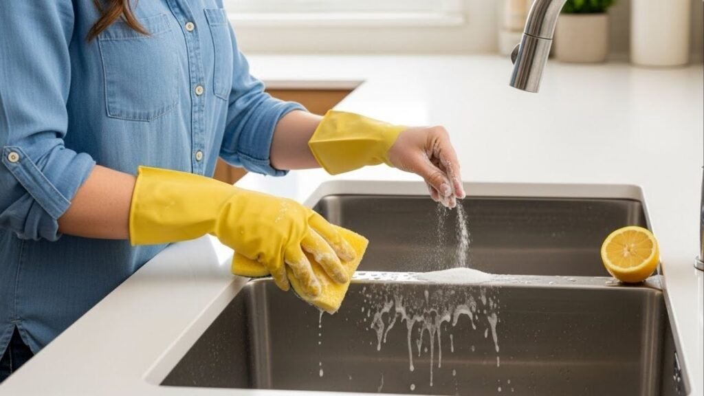 Como limpar a pia da cozinha com 3 ingredientes que você já tem em casa