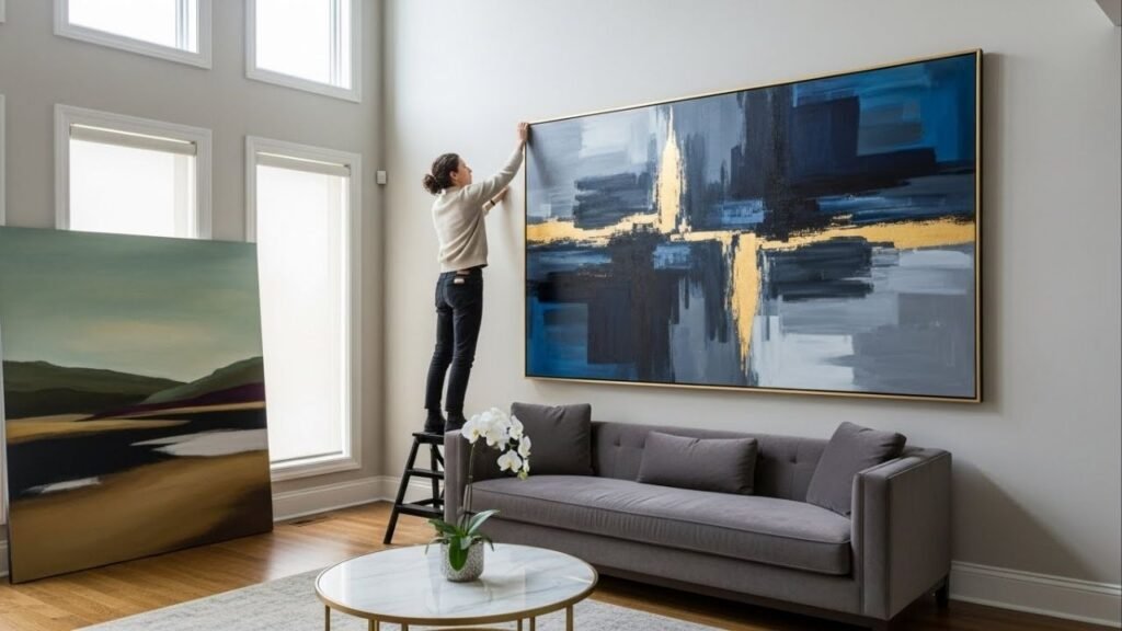 Como deixar sua sala mais sofisticada usando quadros grandes sem poluir visualmente