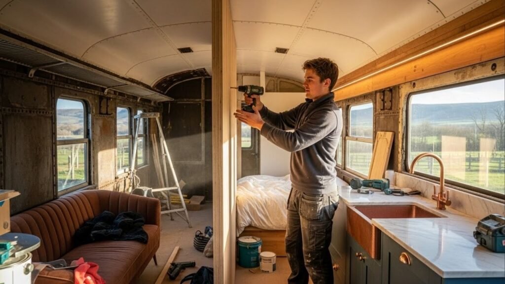 Jovem compra vagão de trem abandonado por £2.300 e o transforma em Airbnb de luxo com faturamento de £90 mil por ano